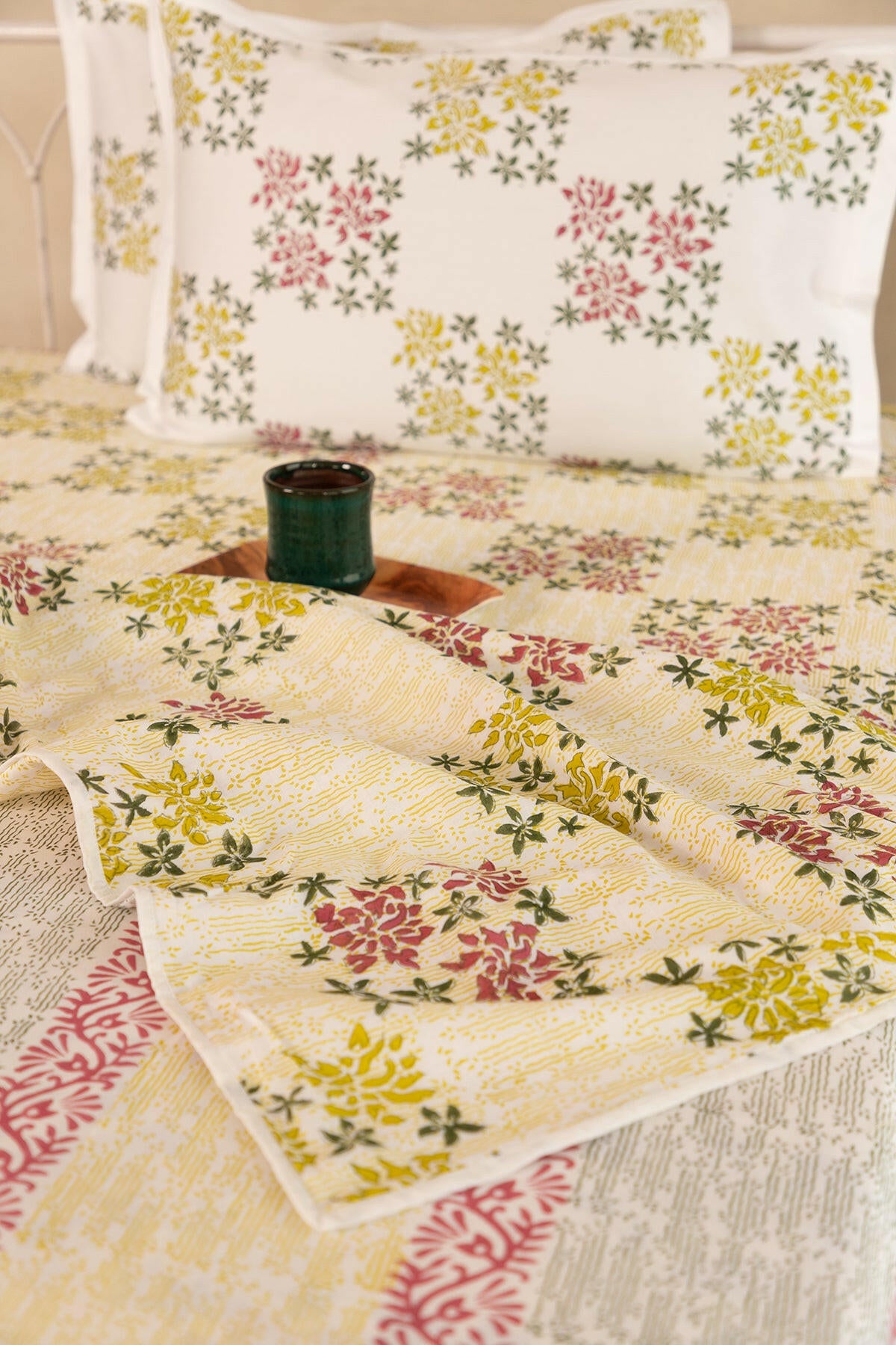 Olive & Hibiscus Bougainvillea Cotton Dohar