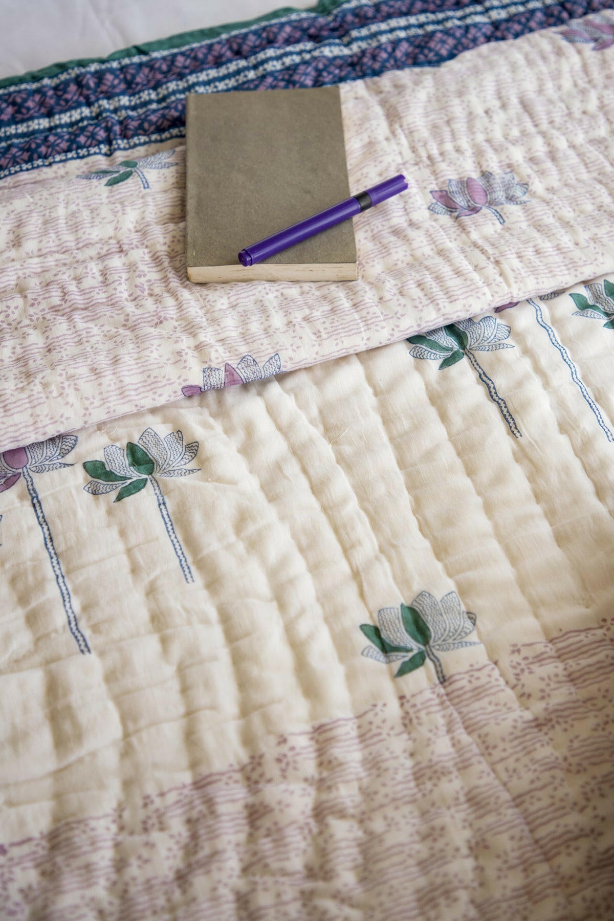 Serene Lavender Lotus Cotton Quilt