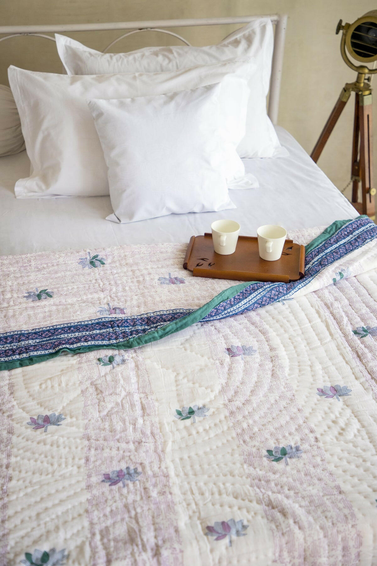 Serene Lavender Lotus Cotton Quilt