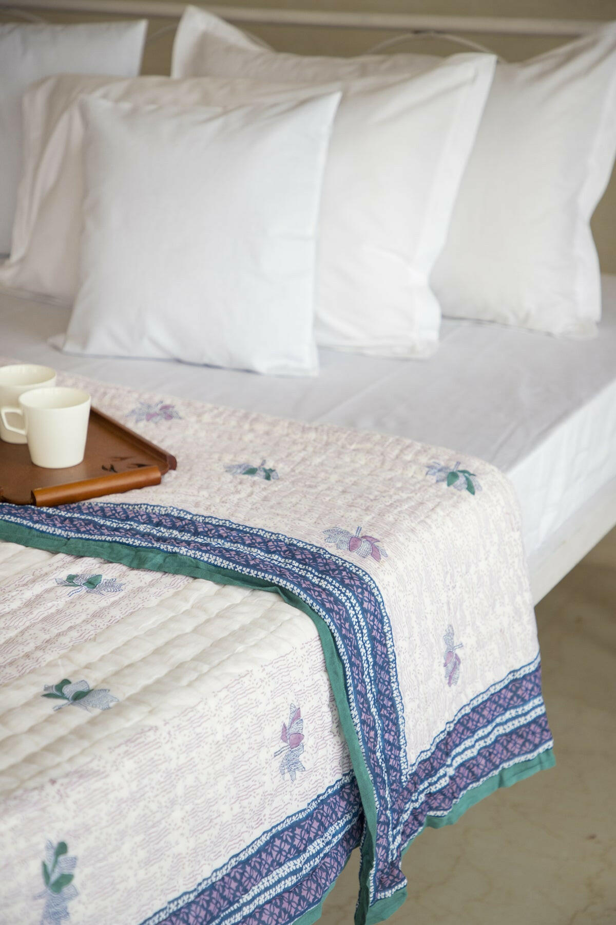 Serene Lavender Lotus Cotton Quilt