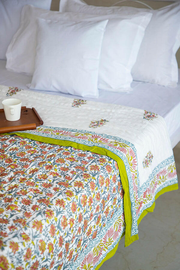 Pink Wildflower Cotton Quilt