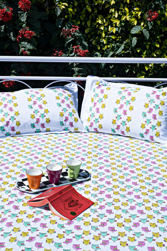 Sea Green Owl Kids Bedsheet