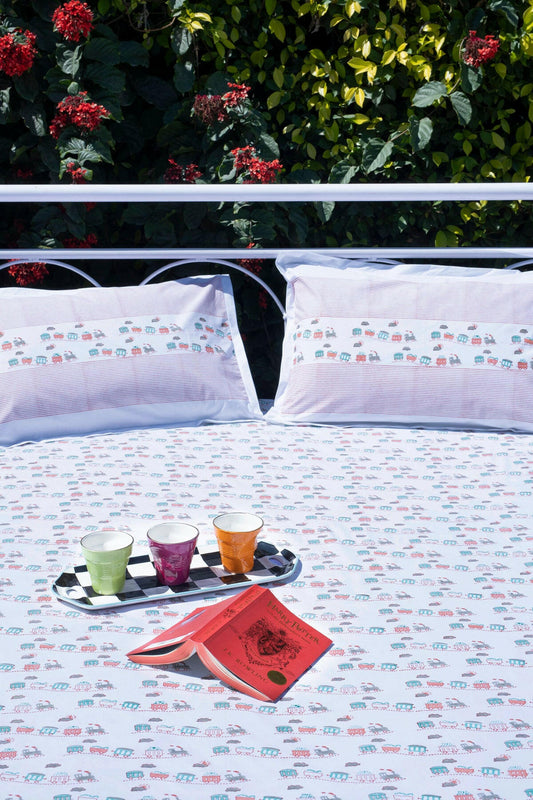 The Mink & Red Train Bedsheet - Adya