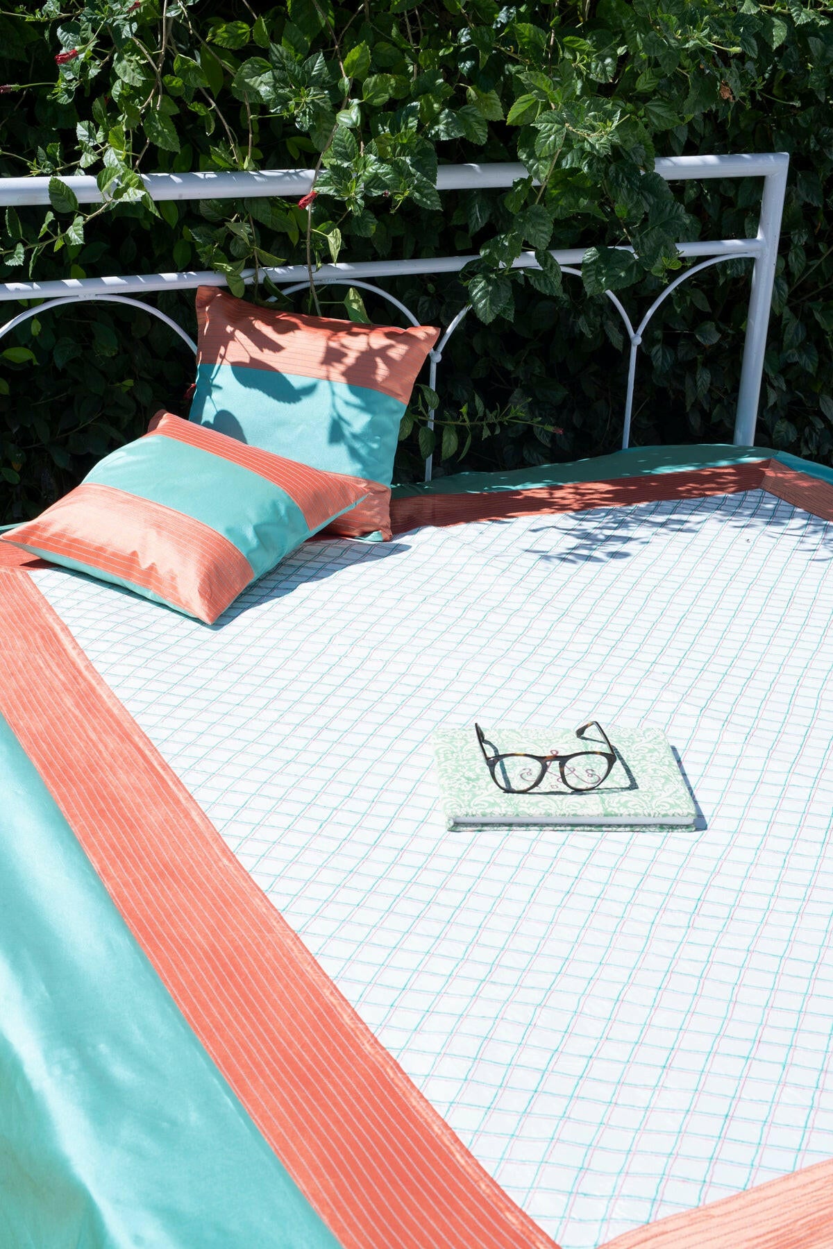 Teal & Terracotta Diamond Premium Bedcover