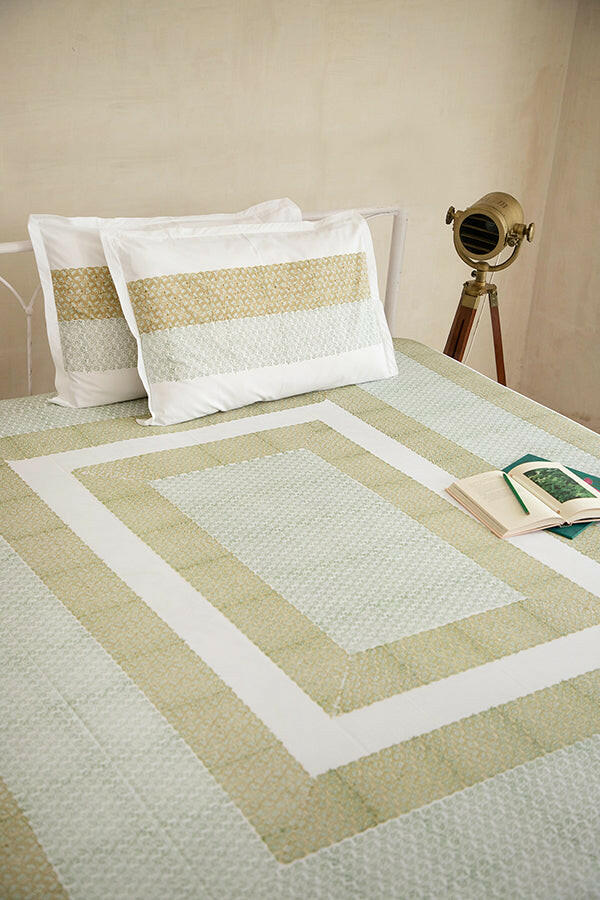 Olive Green Water Lotus Bedsheet