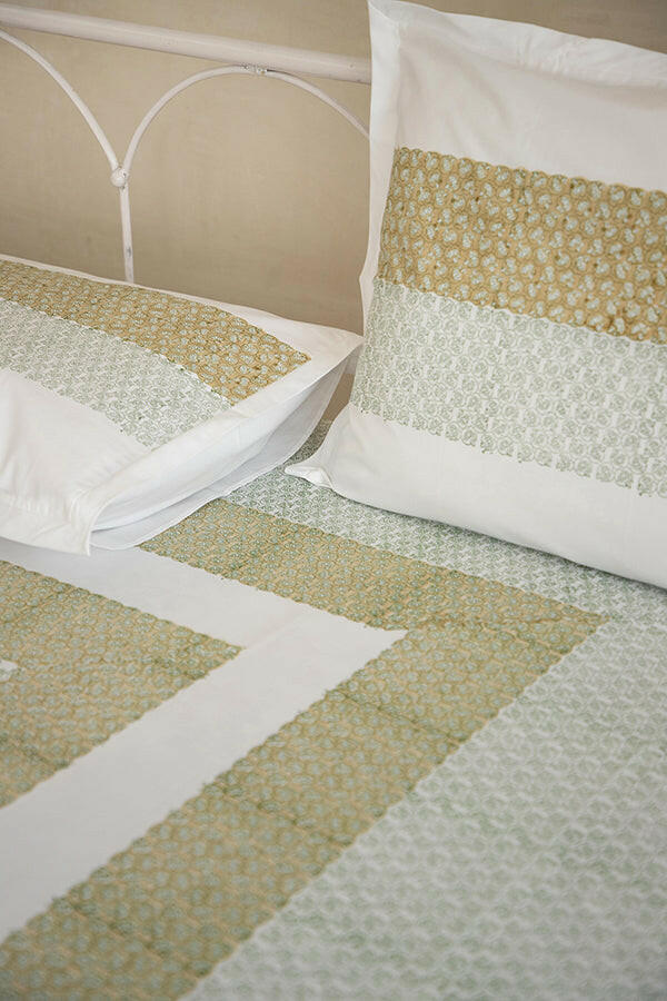 Olive Green Water Lotus Bedsheet