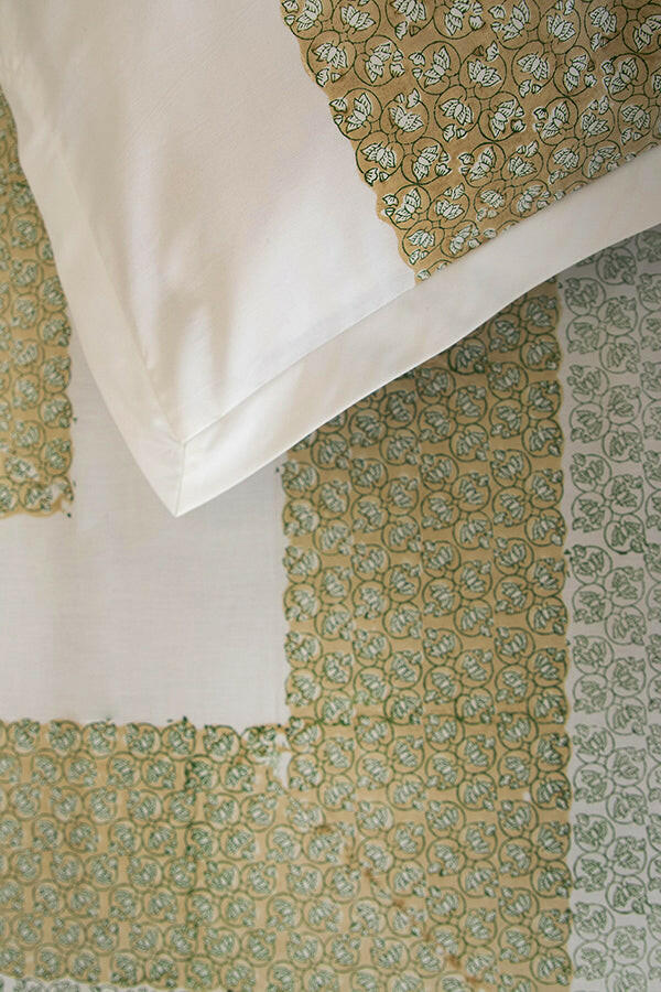 Olive Green Water Lotus Bedsheet