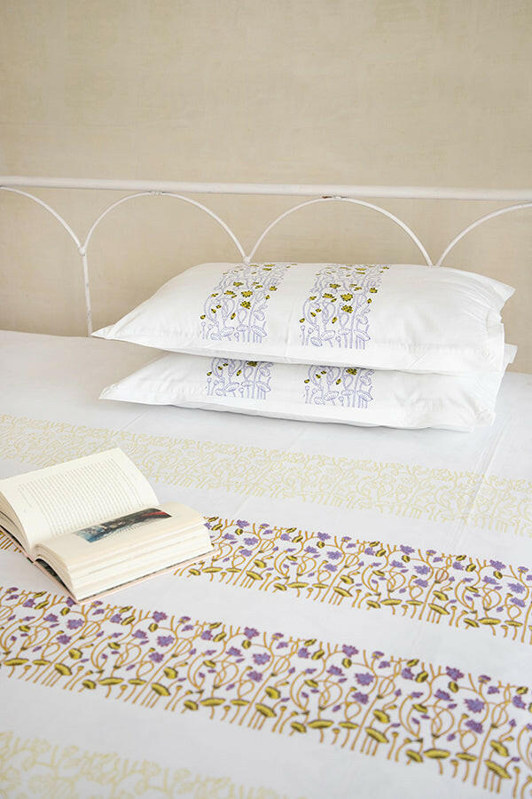 Olive & Orchid Lotus Pure Cotton Bedsheet