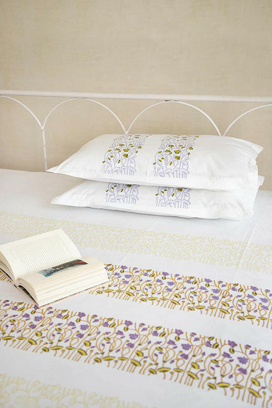 Olive & Orchid Lotus Pure Cotton Bedsheet