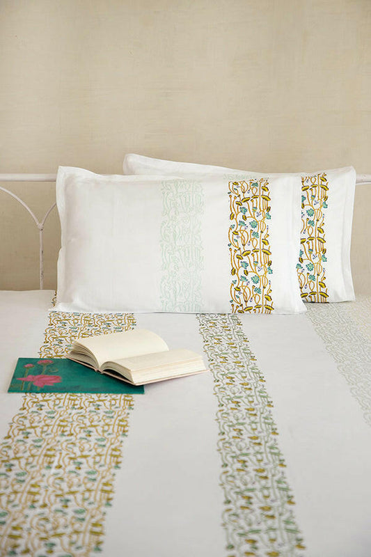 Olive & Space Blue Lotus Pure Cotton Bedsheet