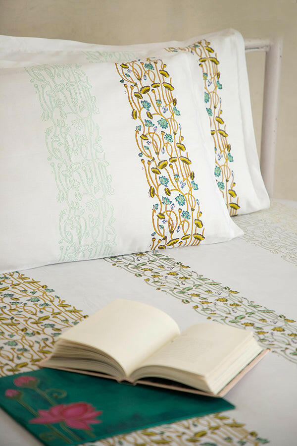 Olive & Space Blue Lotus Pure Cotton Bedsheet