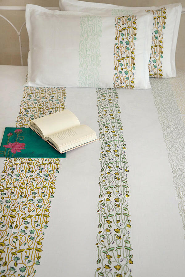 Olive & Space Blue Lotus Pure Cotton Bedsheet