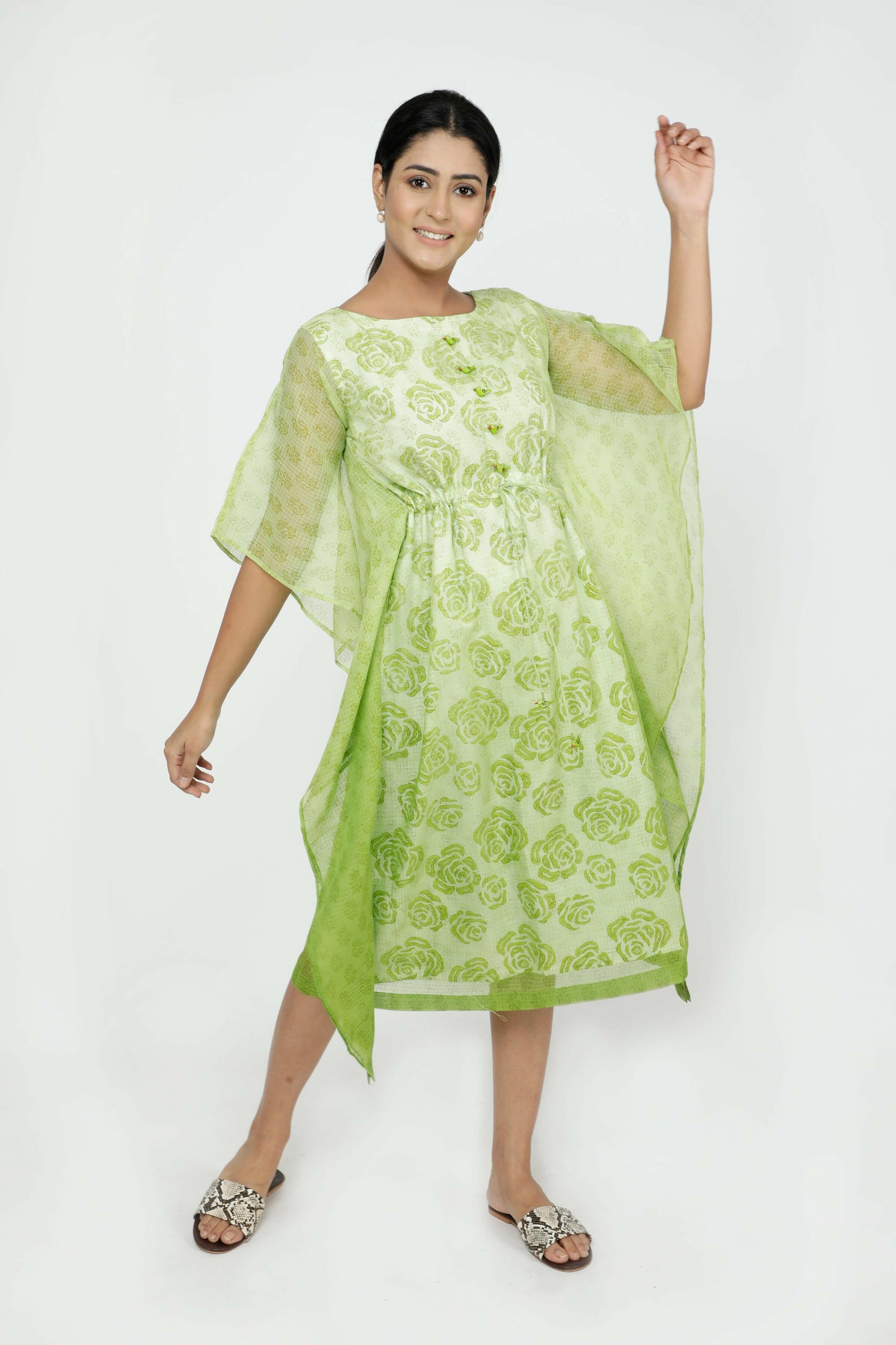 Lime Green Rose Women's Kaftan