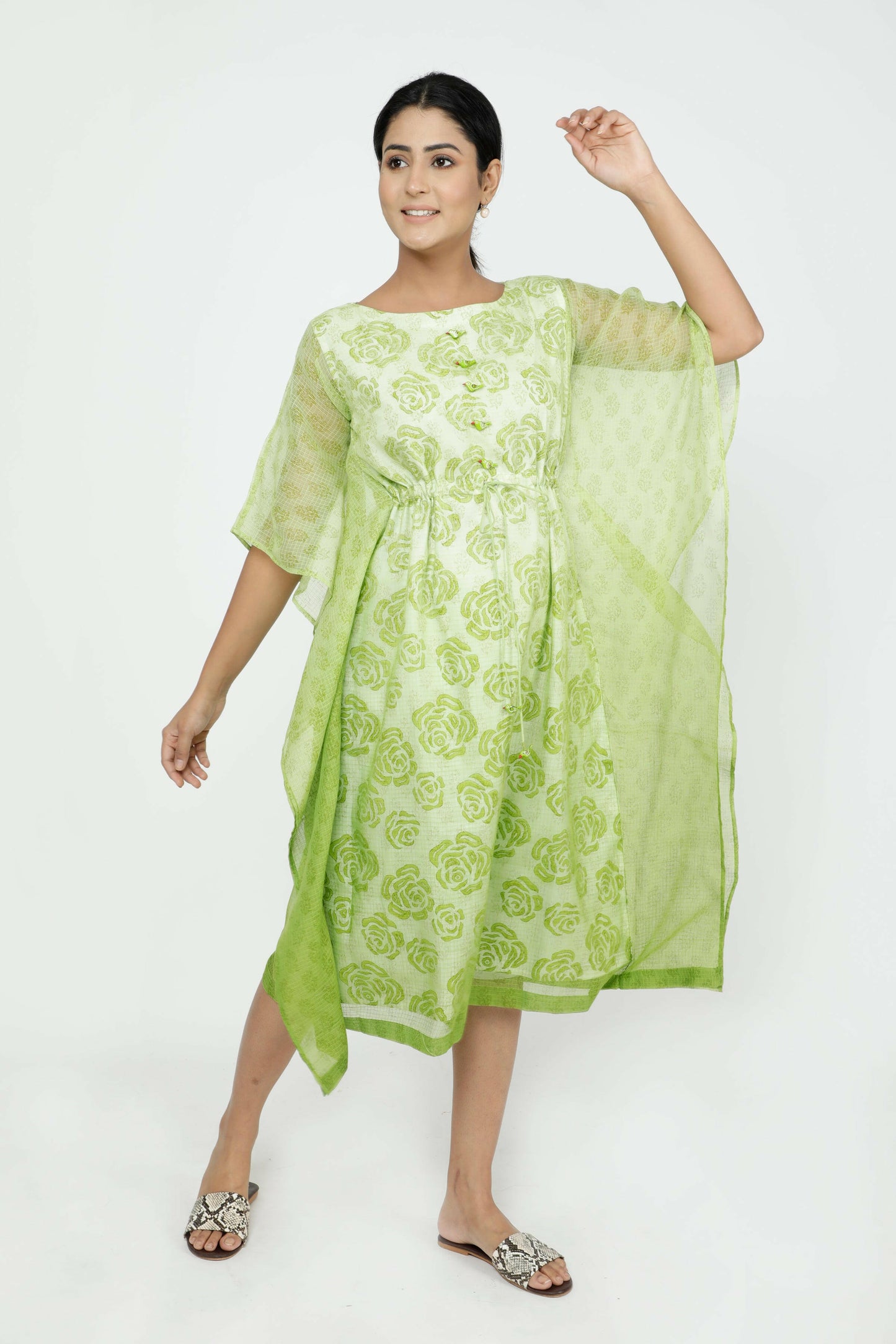 Lime Green Rose Women's Kaftan