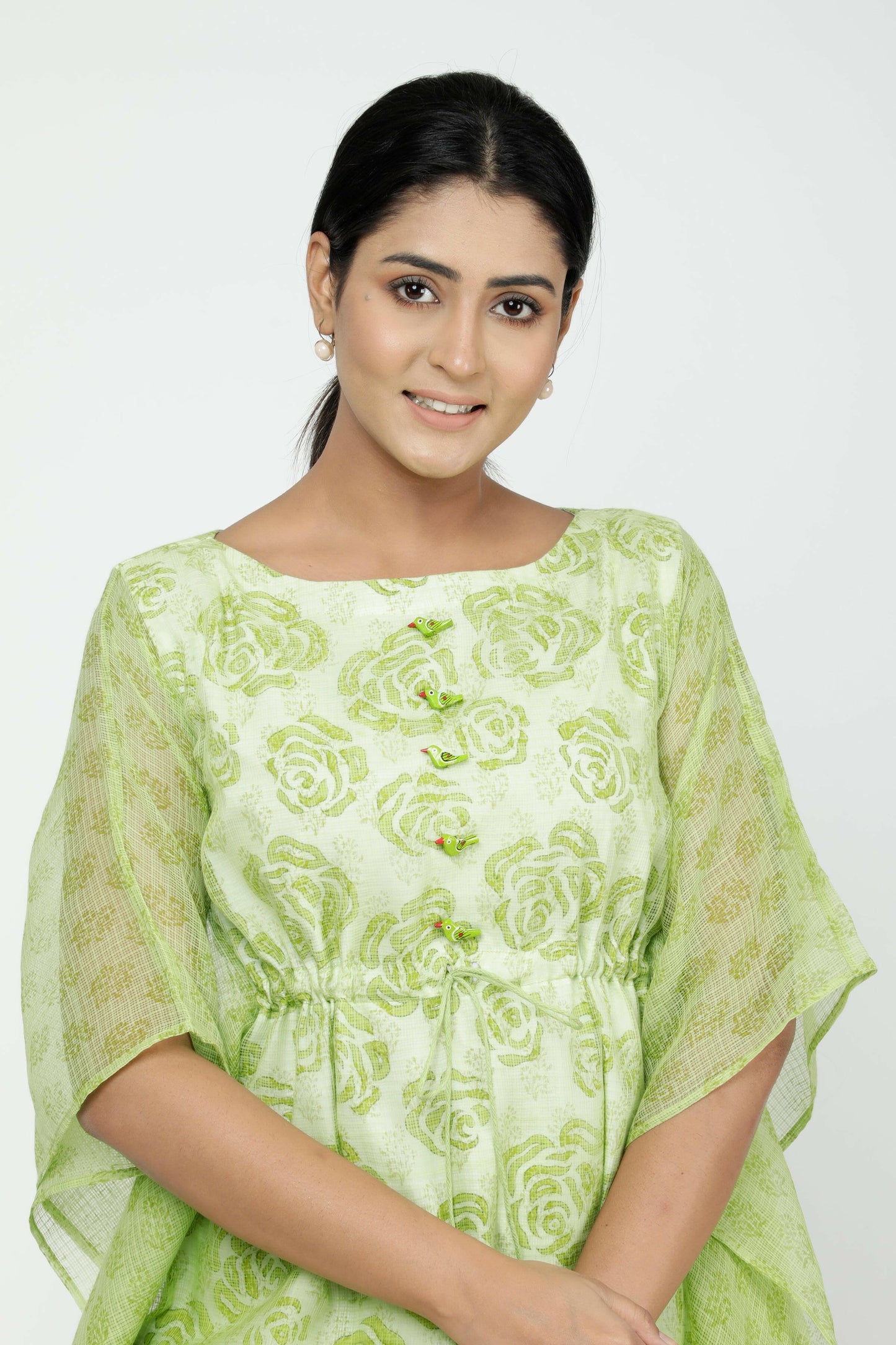 Lime Green Rose Women's Kaftan