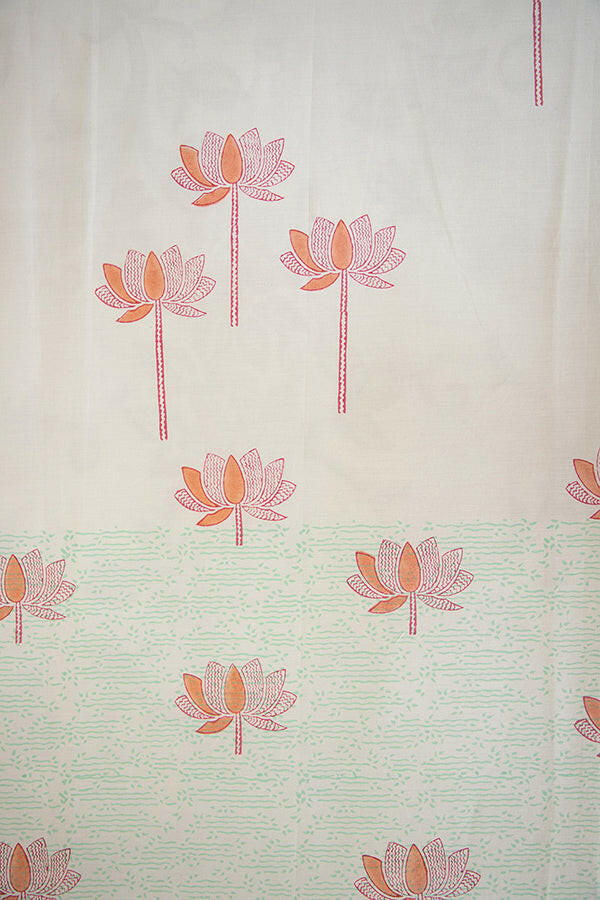 Tangerine & Fern Sacred Lotus Pure Cotton Bedsheet