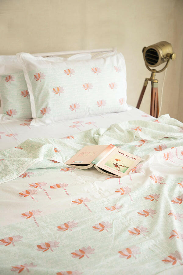 Tangerine & Fern Sacred Lotus Cotton Dohar