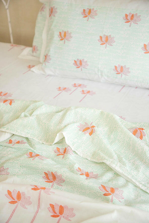 Tangerine & Fern Sacred Lotus Cotton Dohar