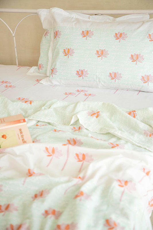 Tangerine & Fern Sacred Lotus Cotton Dohar