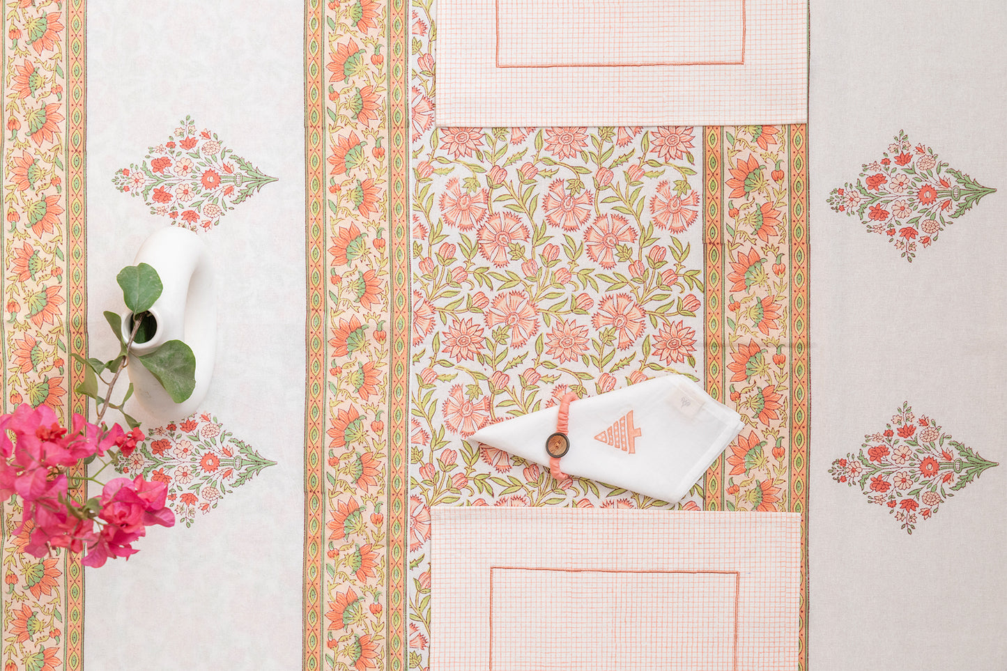 Peach Checks Table Linen Set