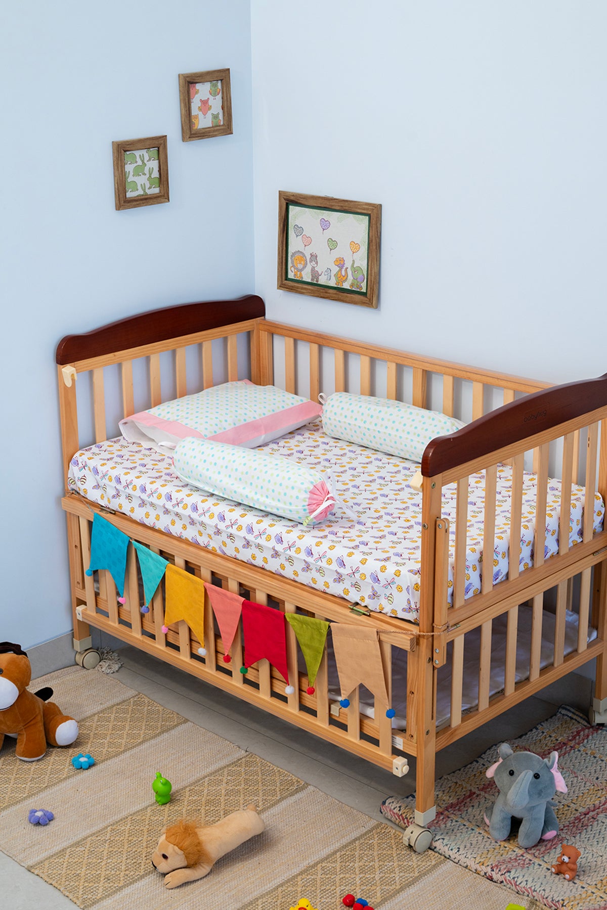 Lilac Butterfly Baby Bedding Cot Set