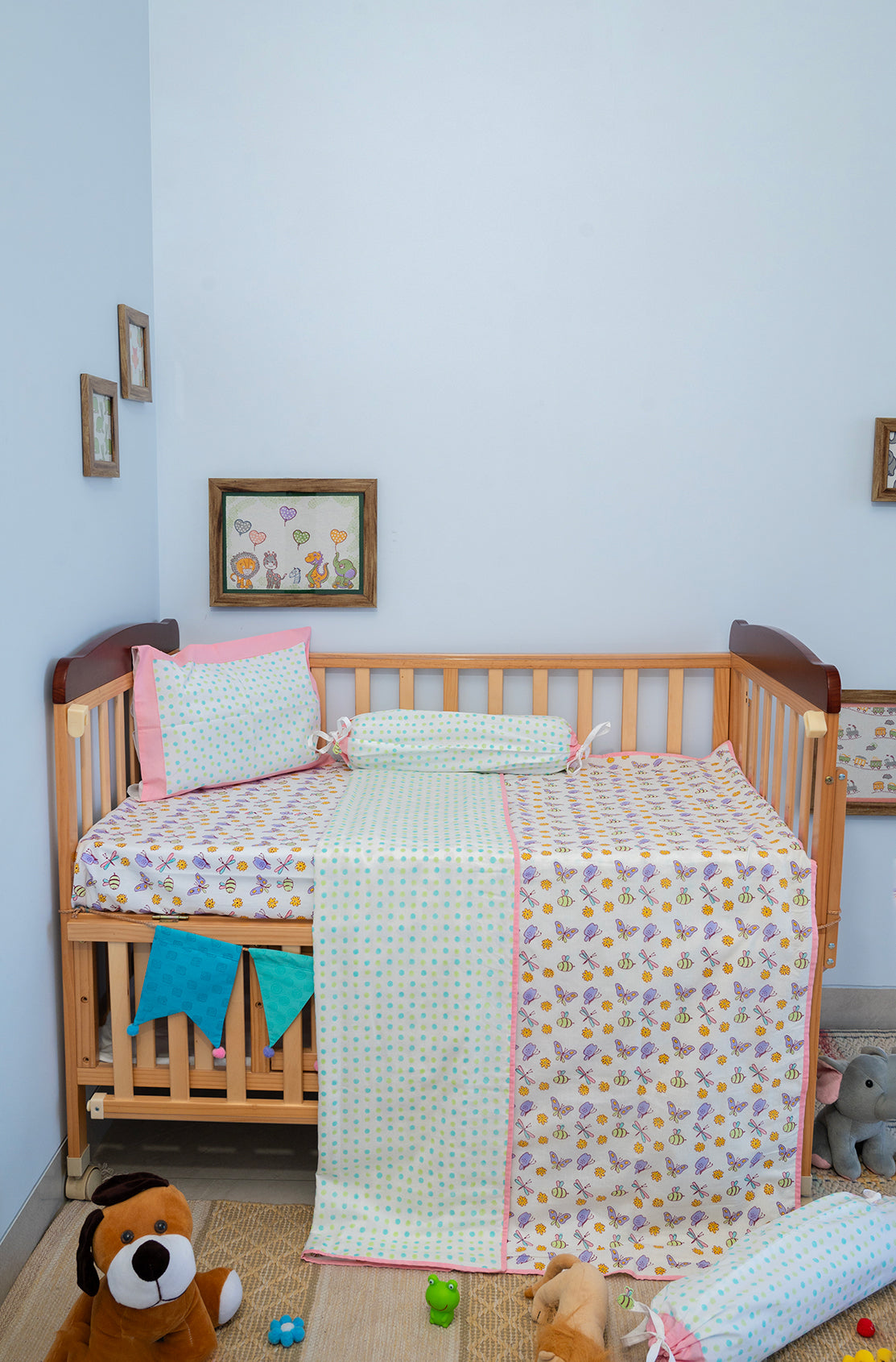 Lilac Butterfly Baby Bedding Cot Set
