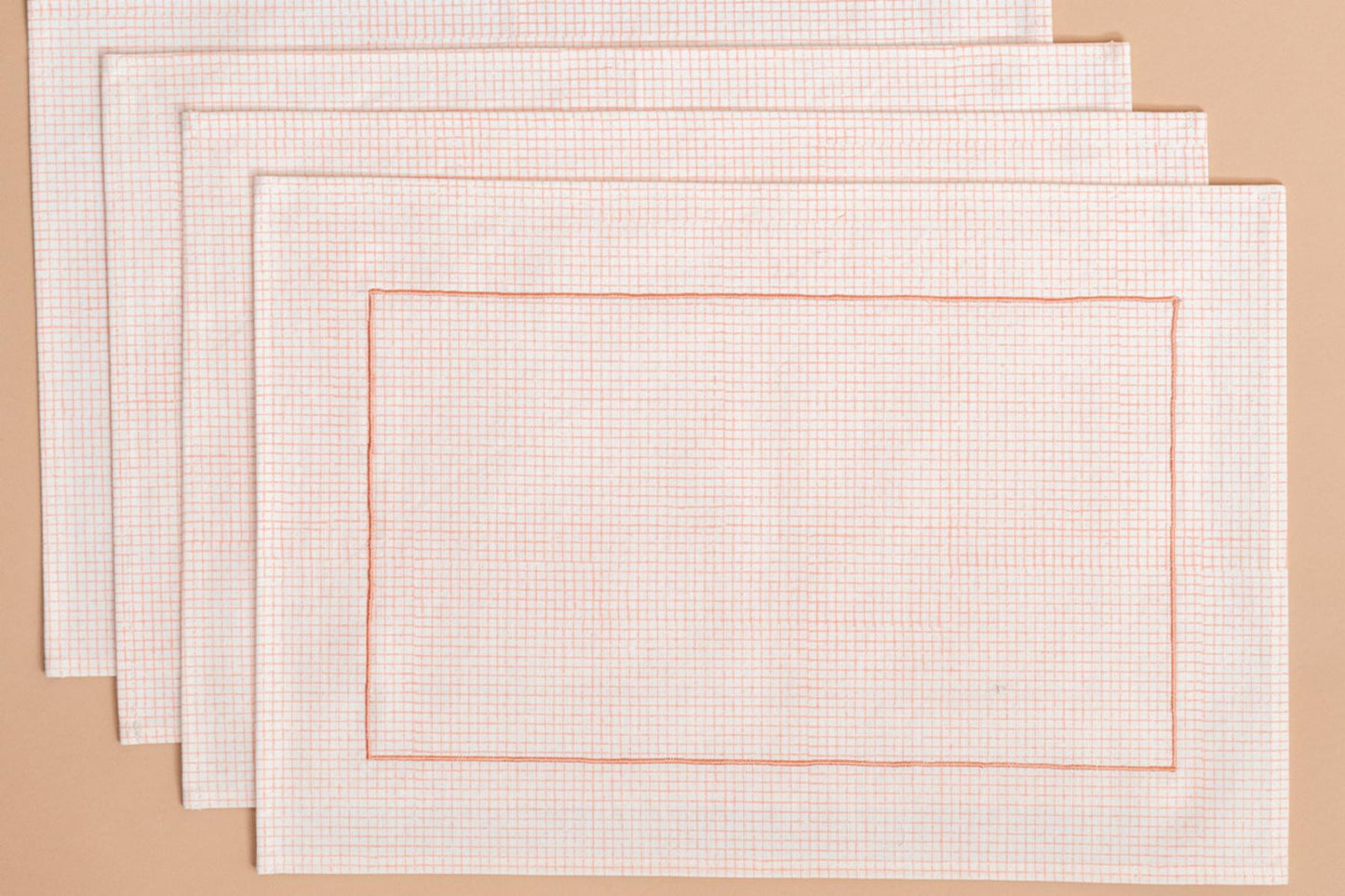 Peach Checks Table Linen Set