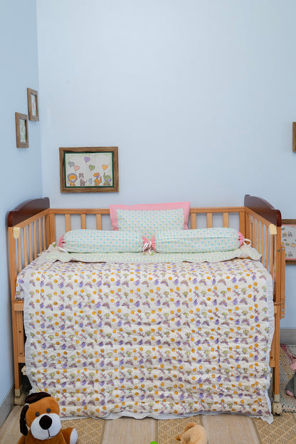 Lilac Butterfly Baby Bedding Cot Set