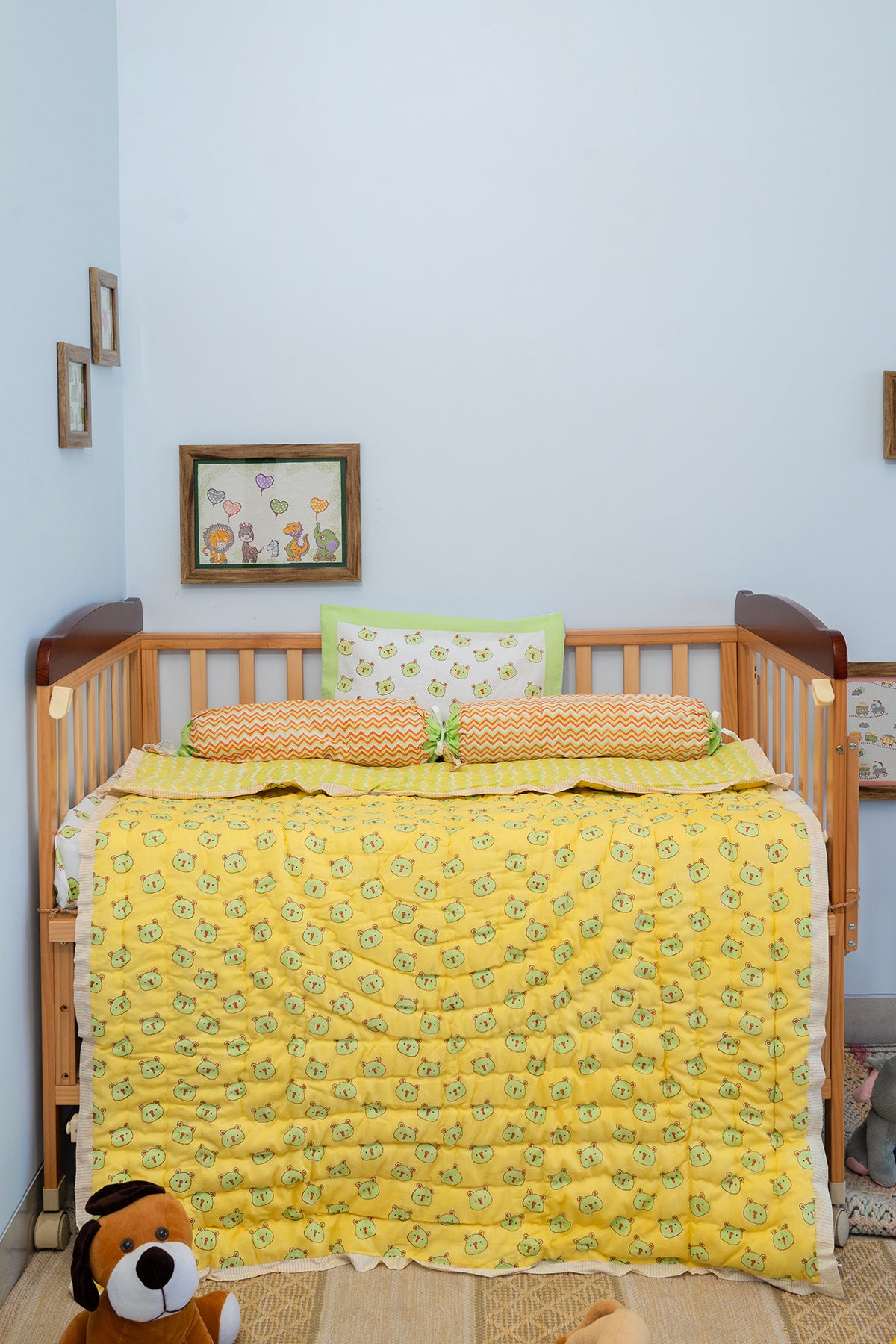 Green Panda Baby Bedding Cot Set