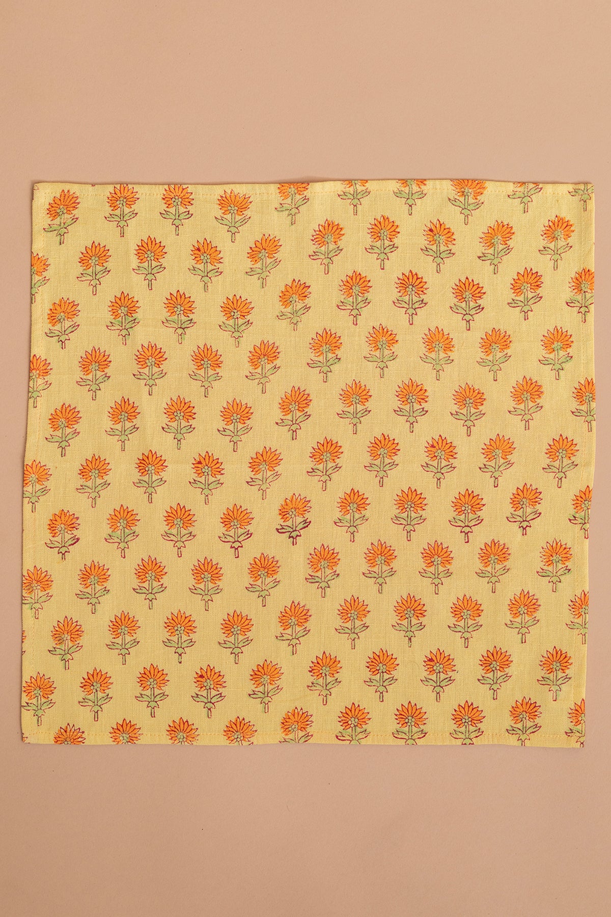Yellow Floral Cotton Napkin Set