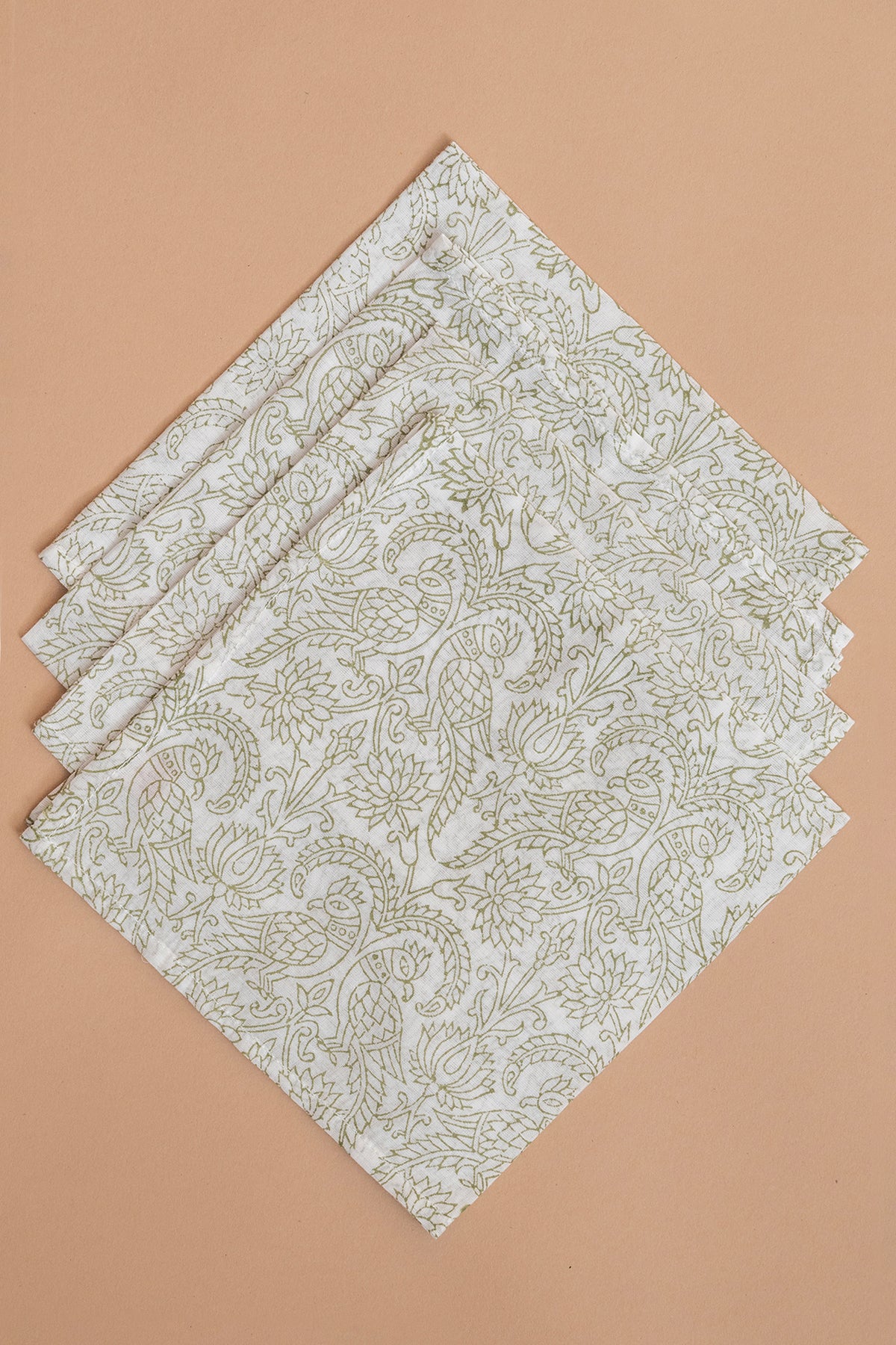Green Parrot Mulmul Napkin Set