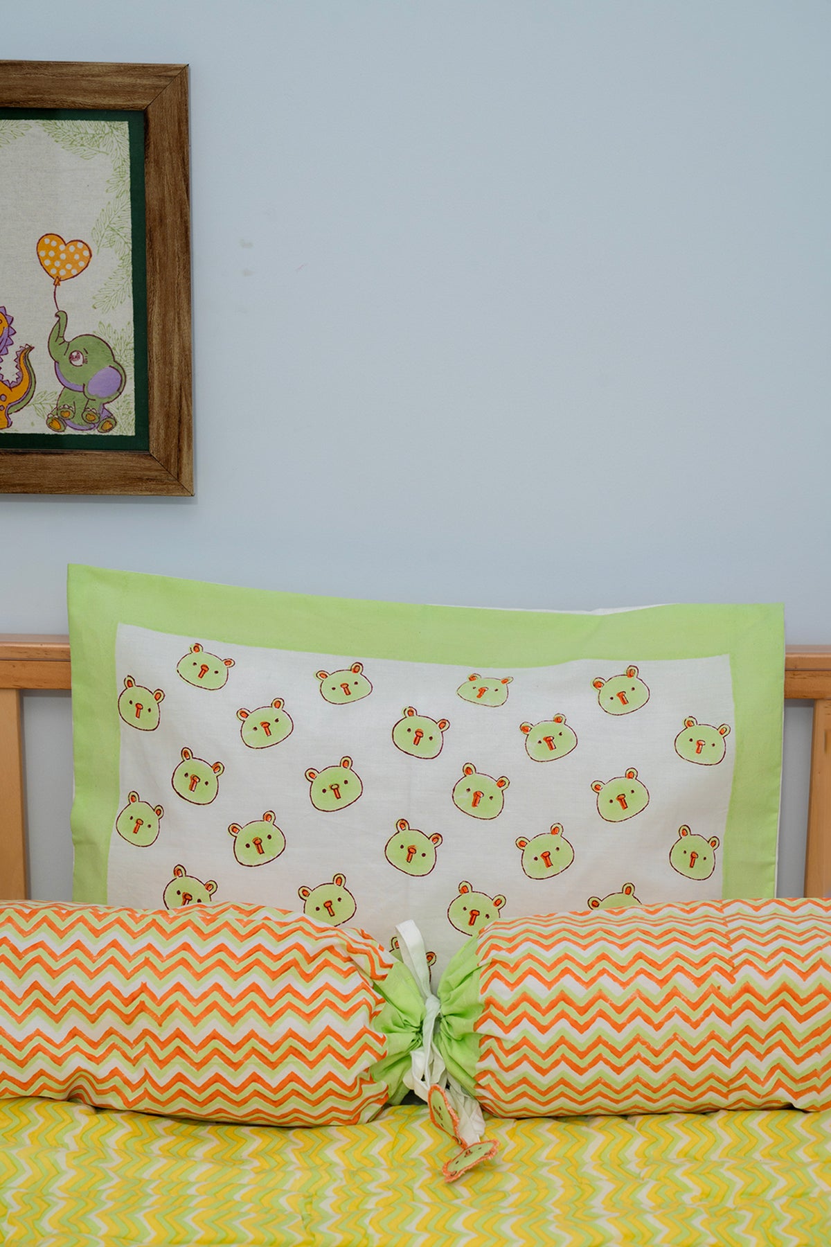 Green Panda Baby Bedding Cot Set