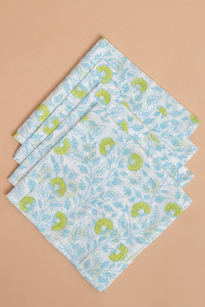 Blue Floral Mulmul Napkin Set