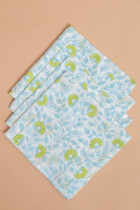 Blue Floral Mulmul Napkin Set