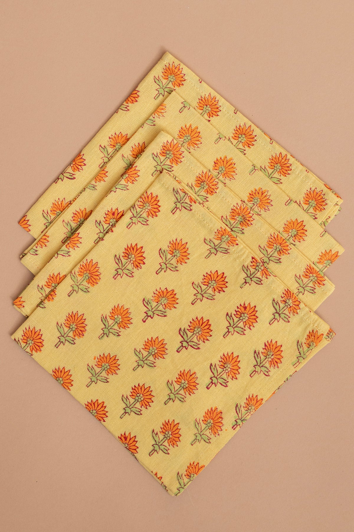 Yellow Floral Cotton Napkin Set