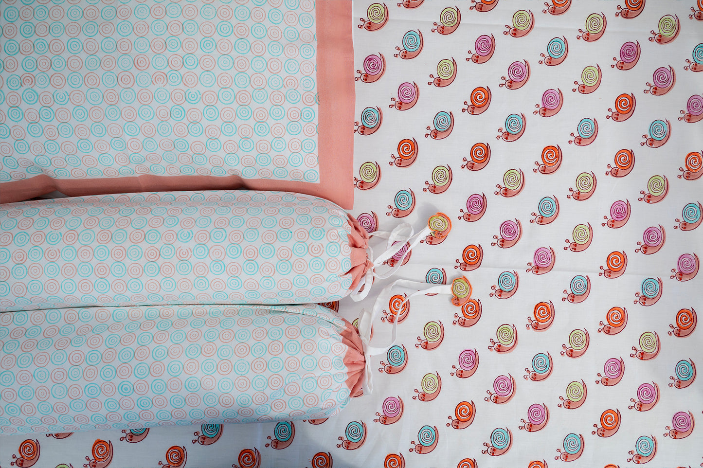 Pink Snail Baby Bedding Cot Set