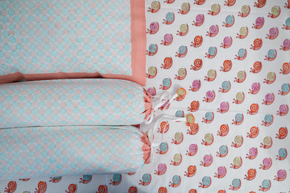 Pink Snail Baby Bedding Cot Set
