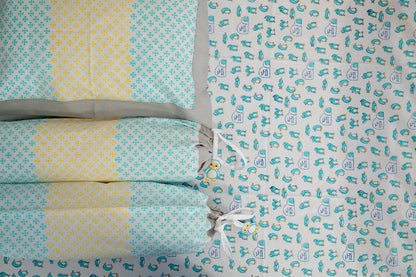 Blue Penguin Baby Bedding Cot Set