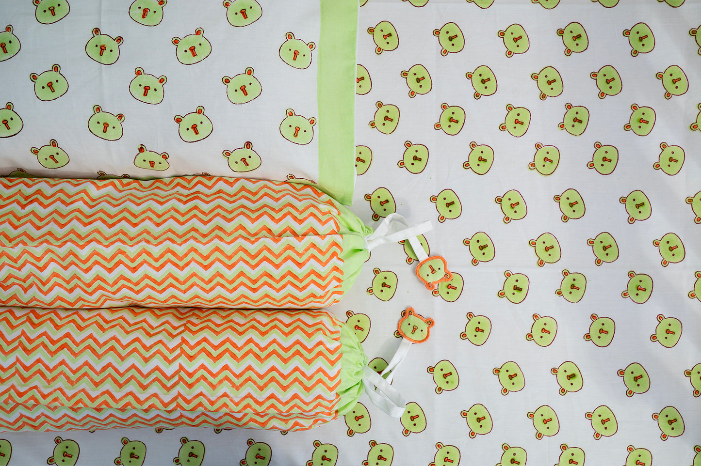 Green Panda Baby Bedding Cot Set