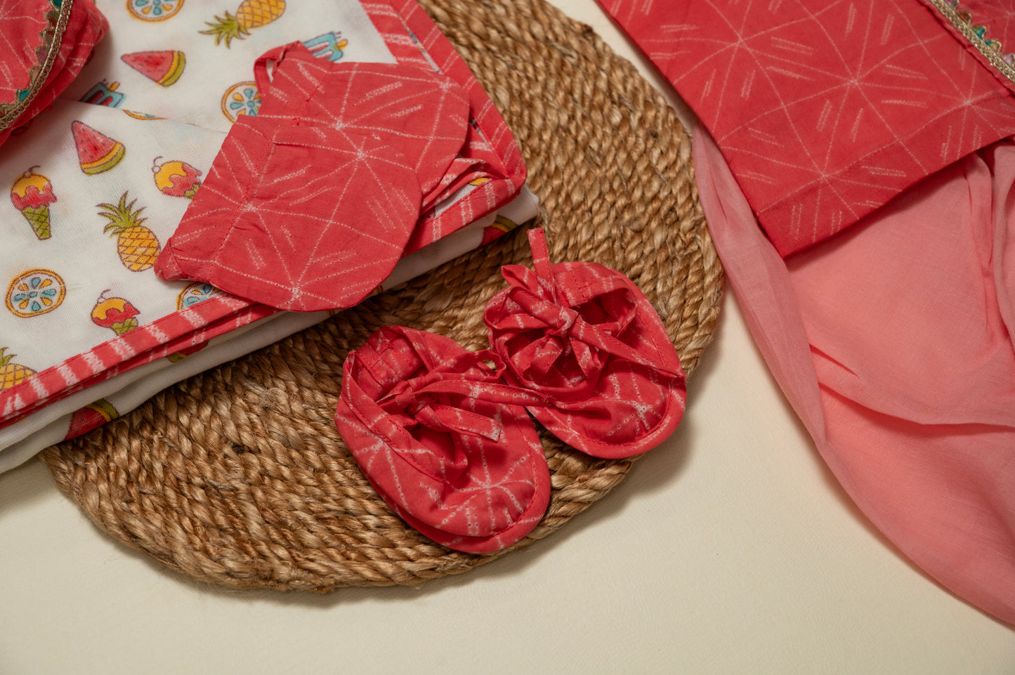 Newborn Pink Shibori Jamna Set for Boy