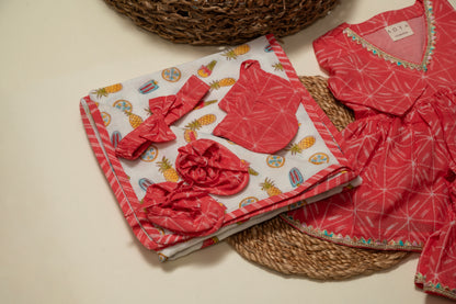 Newborn Pink Shibori Jamna Set for Girl