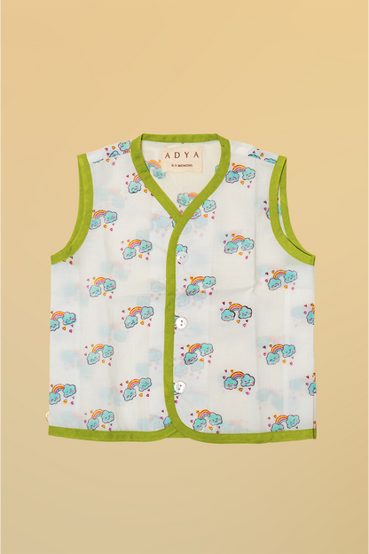 Blue Cloud Cotton Infant Jhabla