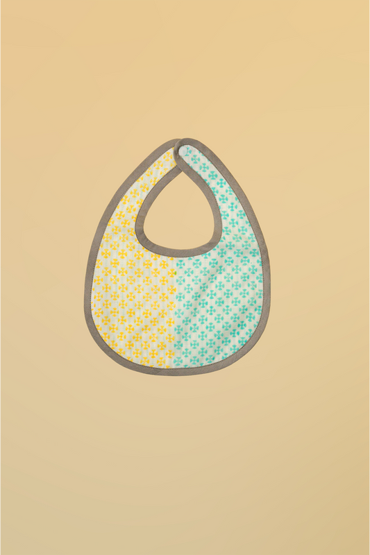 Blue & Yellow Cotton Reversible Bib - Pack of 2