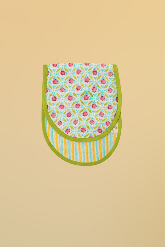 Blue Pink Star Cotton Reversible Burp Cloth- Pack of 2