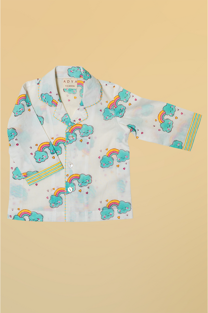 Blue & Pink Clouds Kids Night Suit