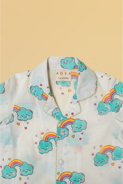 Blue & Pink Clouds Kids Night Suit