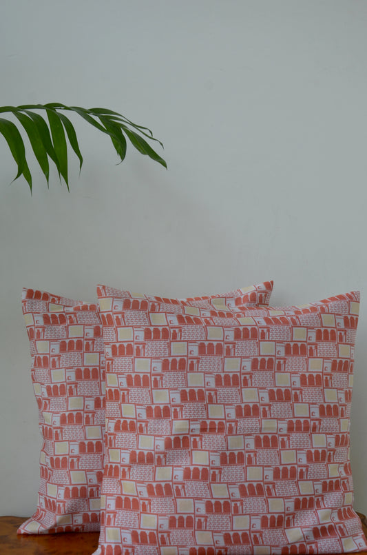 Pink City Cotton Cushion Cover