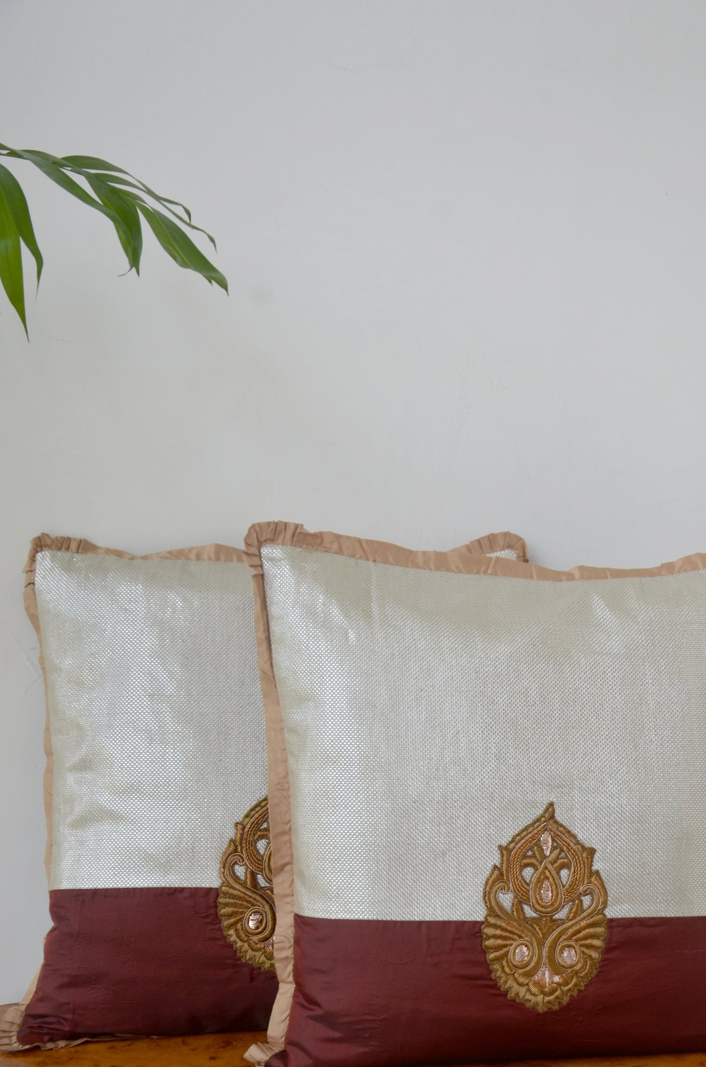 Solar Bronze Zardozi Cushion Cover