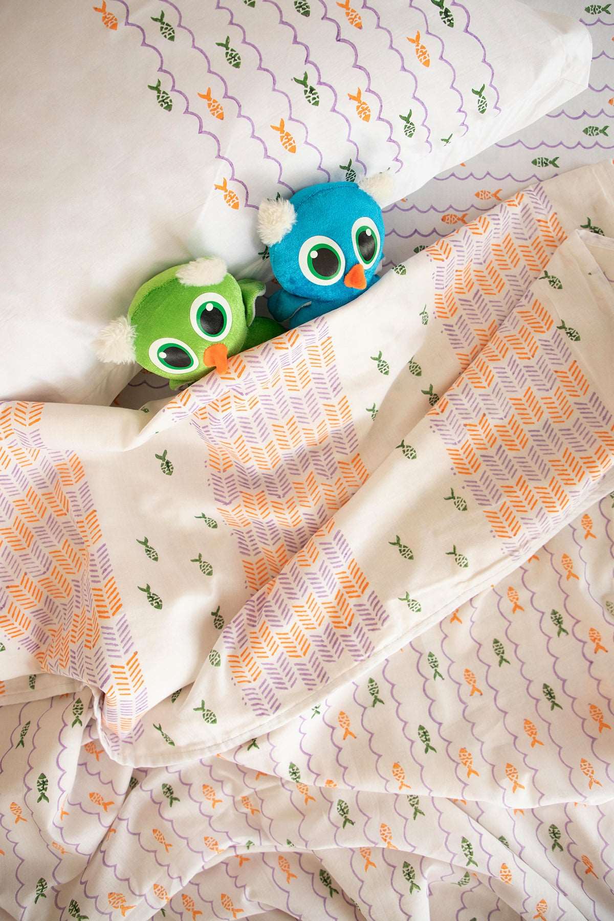 Coral and Green Fish Kids Cotton Dohar