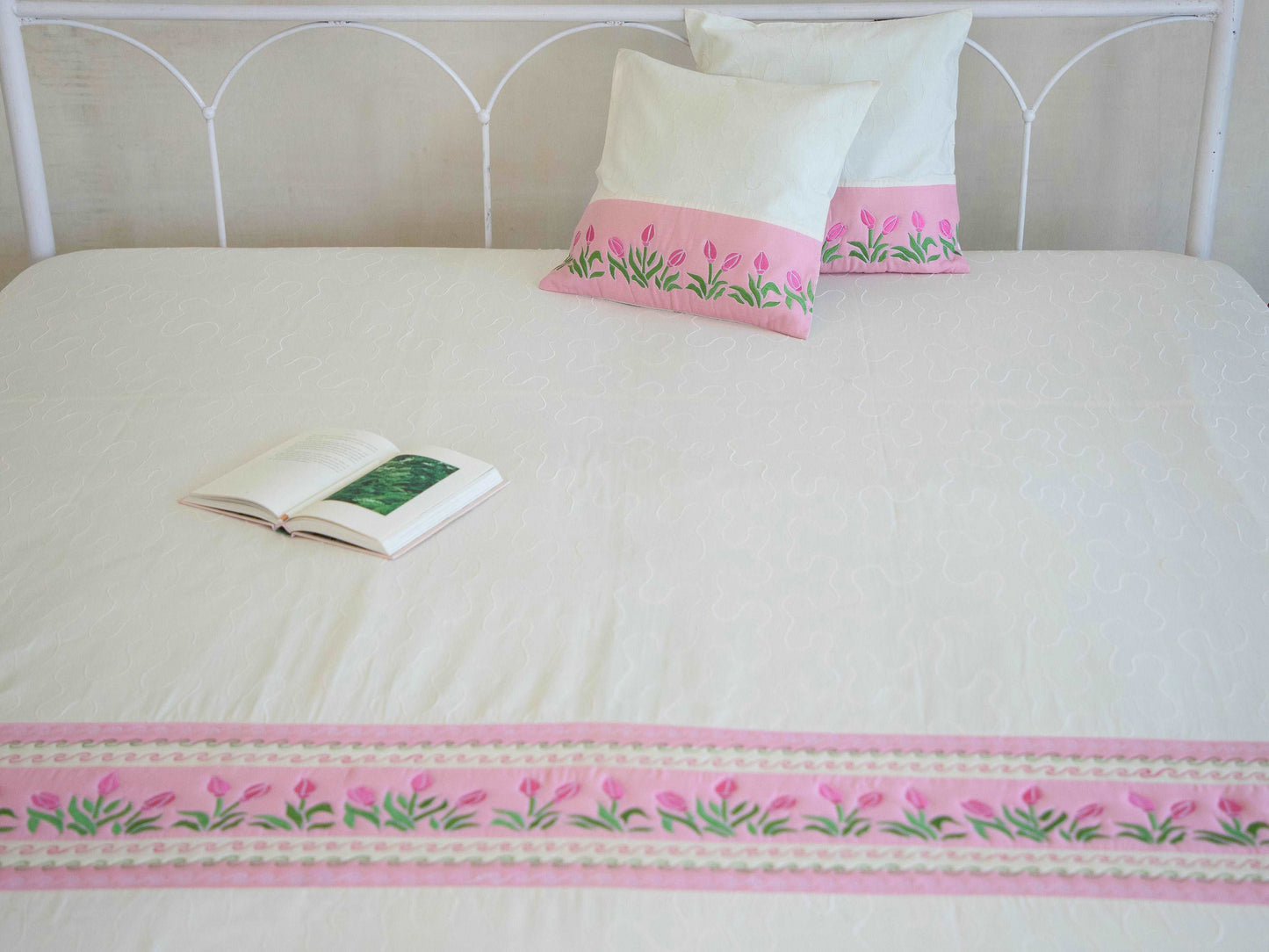 Baby Pink & White Premium Bedcover